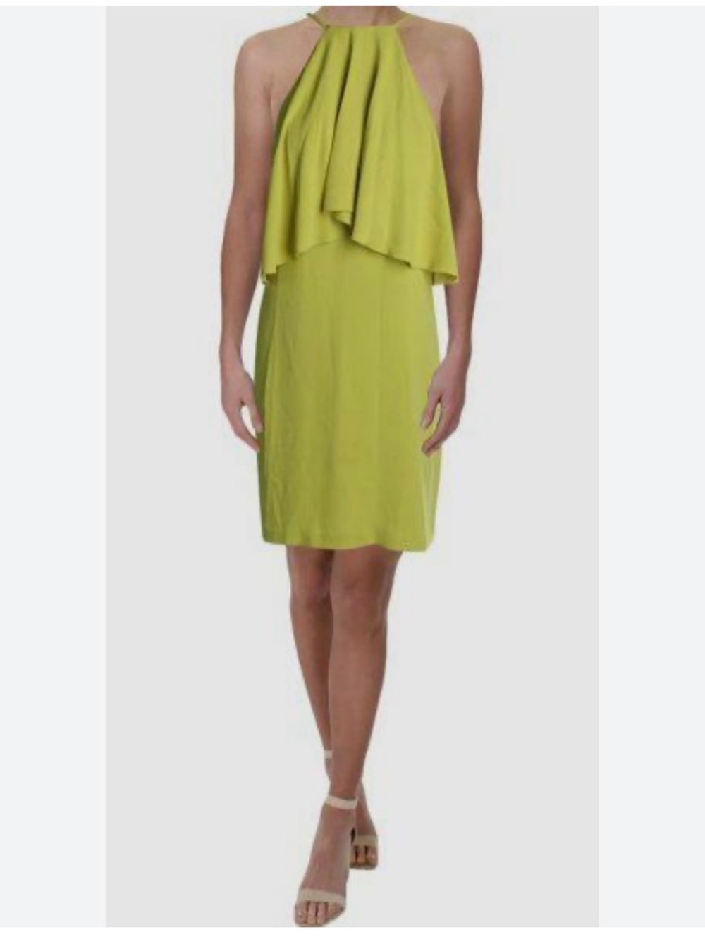 Trina Turk Lime Green Halter Ruffle Shift Dress Retail $178